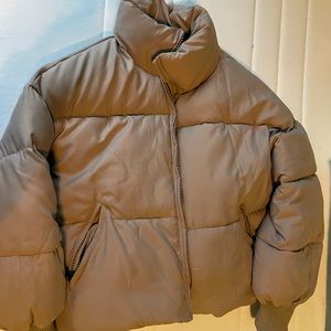 Brown puffer jacket oversized